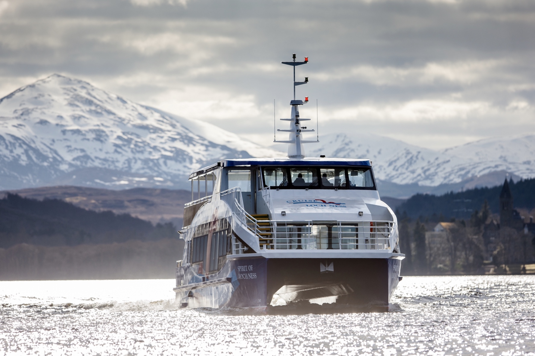 Boat on Loch Ness in winter